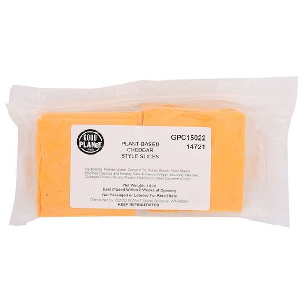 Good Planet Foods Plant Based Cheddar Cheese Slice, 1.5 Pound -- 6 per case