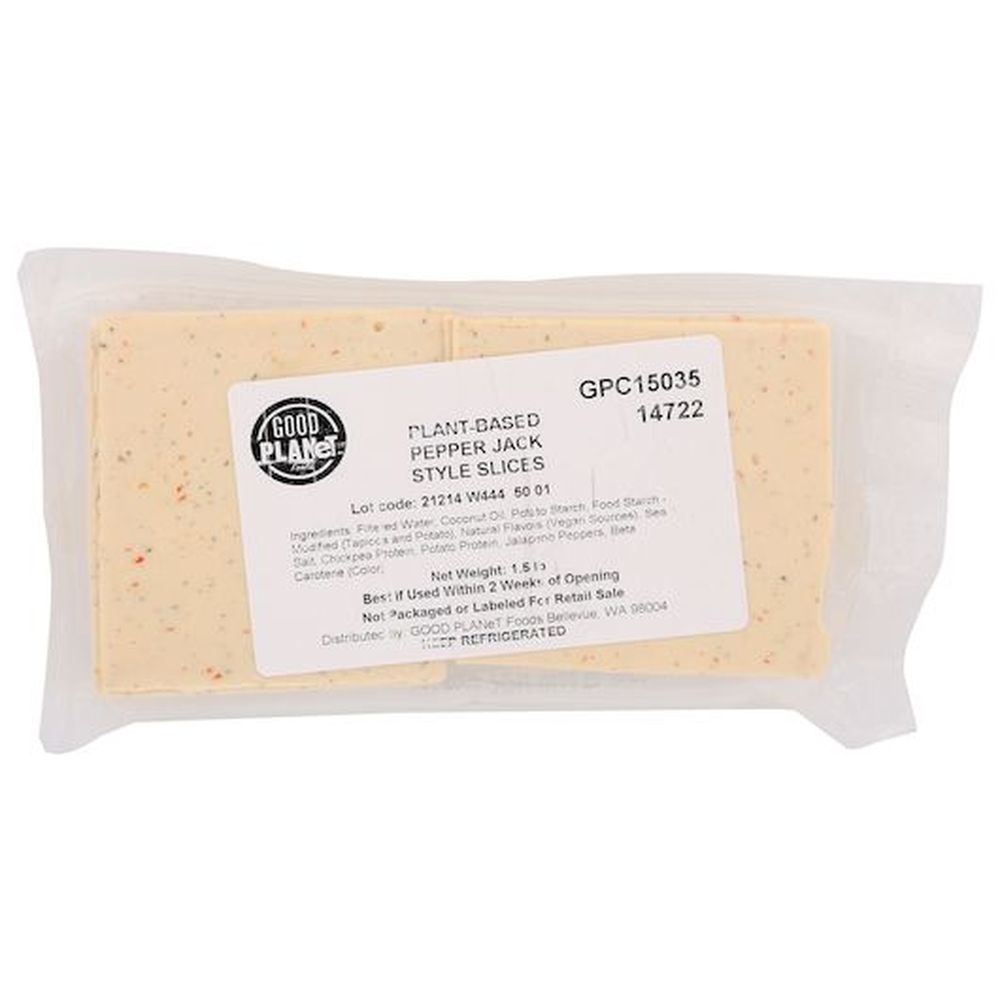 Good Planet Foods Plant Based Pepper Jack Cheese Slice, 1.5 Pound -- 6 per case