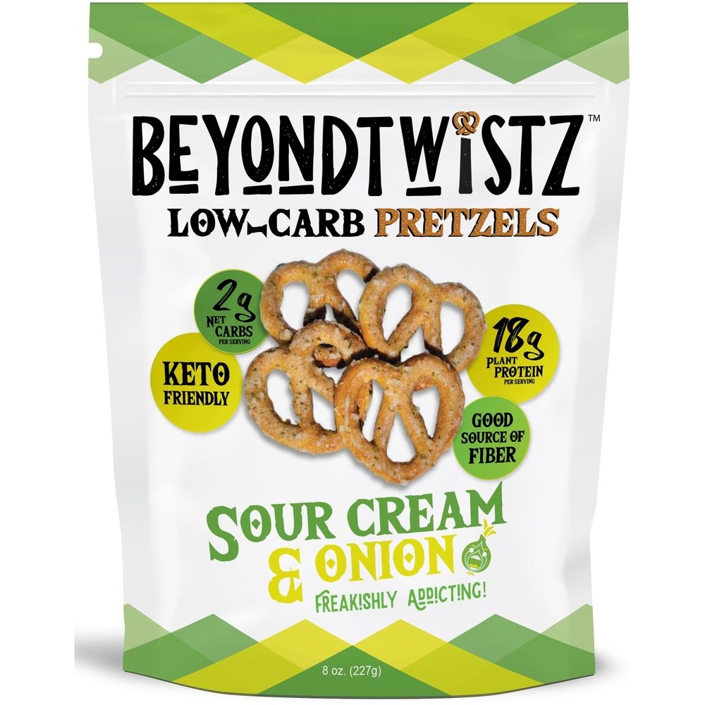 BeyondTwistz Sour Cream and Onion Low Carb Pretzels, 8 Ounce -- 12 per case