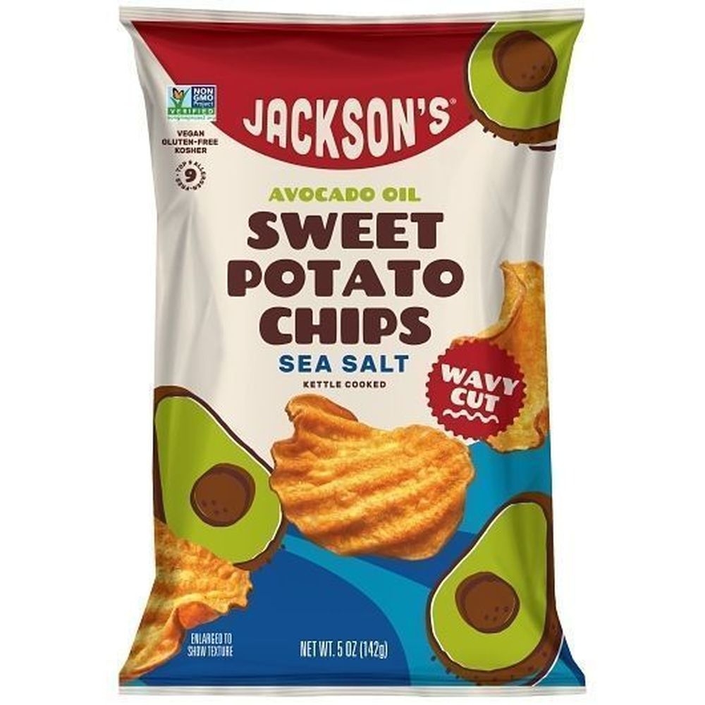 Jacksons Wavy Sea Salt Sweet Potato Chips in Avocado Oil, 5 Ounce -- 12 per case