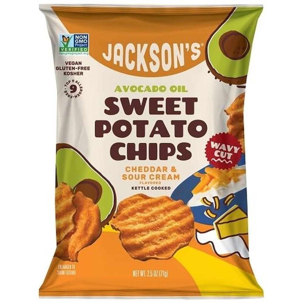 Jacksons Cheddar and Sour Cream Sweet Potato Chips in Avocado Oil, 2.5 Ounce -- 8 per case