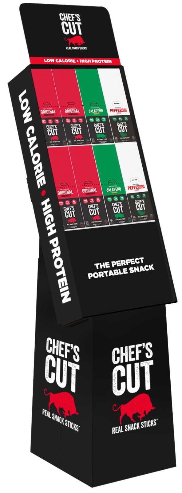 Chefs Cut 3 Flavors Meat Snack Sticks - Shipper -- 128 per case