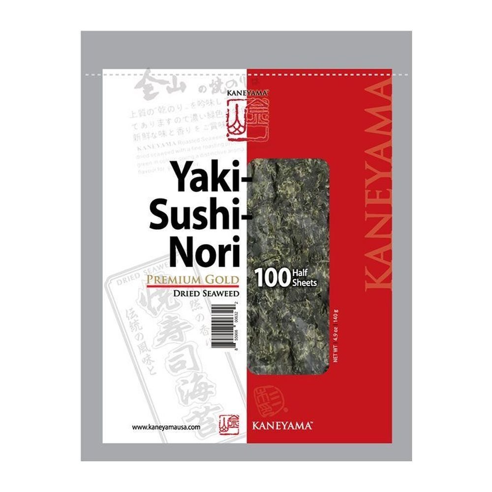 Kaneyama Premium Gold Red Yaki Sushi Nori Half Sheet, 100 count -- 80 per case