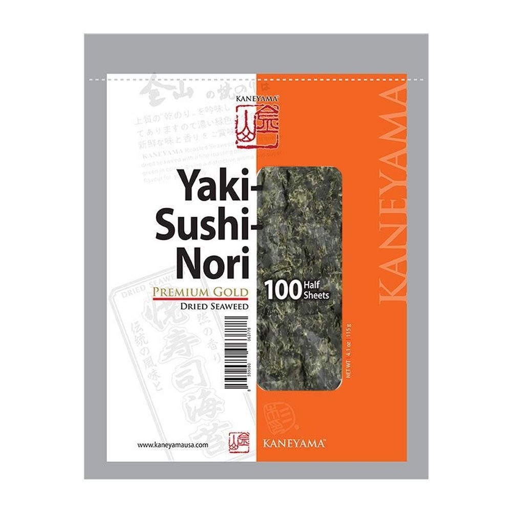 Kaneyama Premium Gold Orange Yaki Sushi Nori Half Sheet, 100 count -- 80 per case