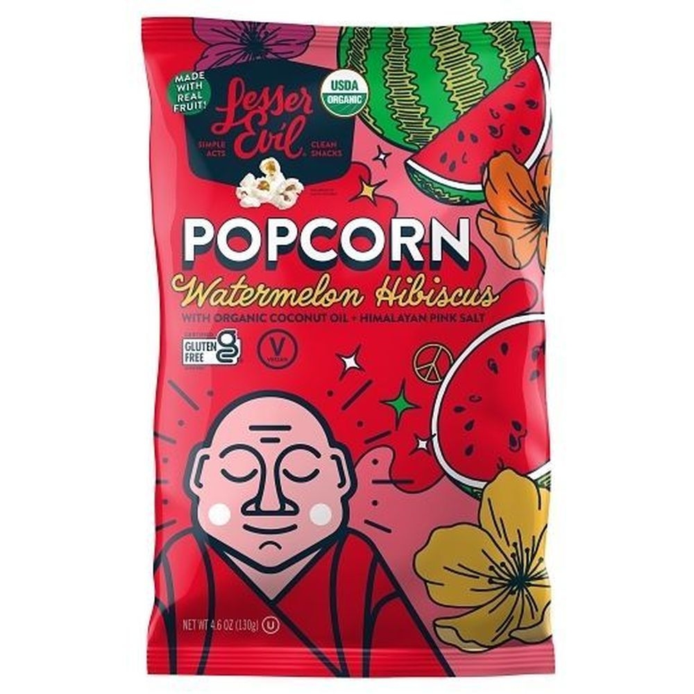 Lesserevil Organic Watermelon Hibiscus Popcorn, 4.6 Ounce -- 12 per case