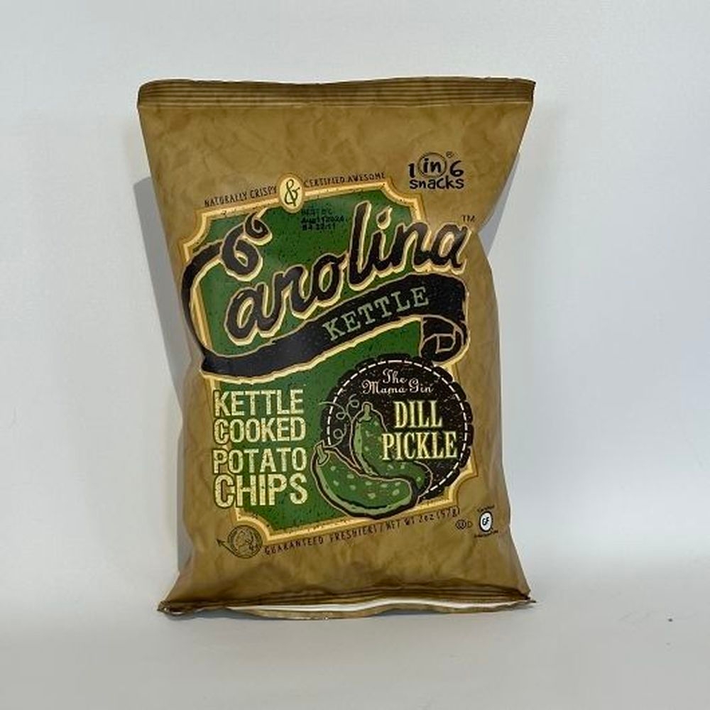 Carolina Kettle Dill Pickle Flavored Kettle Cooked Potato Chips, 2 Ounce -- 20 per case