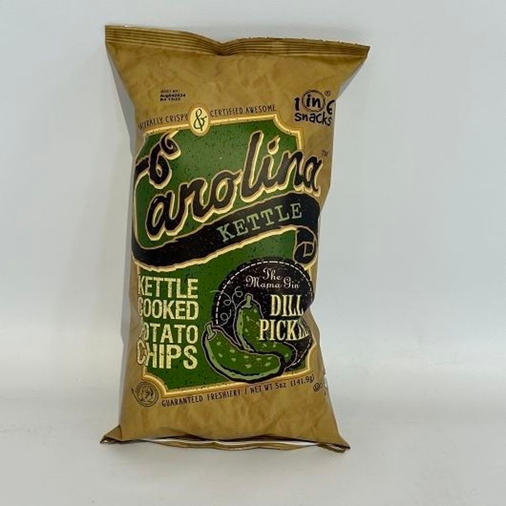 Carolina Kettle Dill Pickle Flavored Kettle Cooked Potato Chips, 5 Ounce -- 14 per case