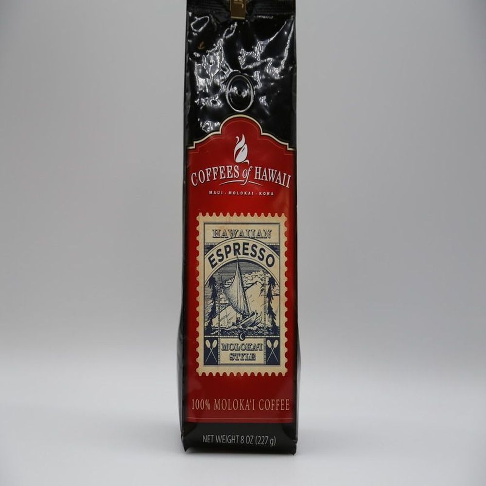 Coffees Of Hawaii Espresso Molokai Style Hawaiian Ground Coffee, 8 Ounce -- 12 per case