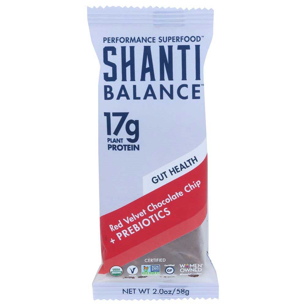 Shanti Balance Organic Red Velvet Chocolate Chip Plus Prebiotics Bar, 2 Ounce -- 12 per case
