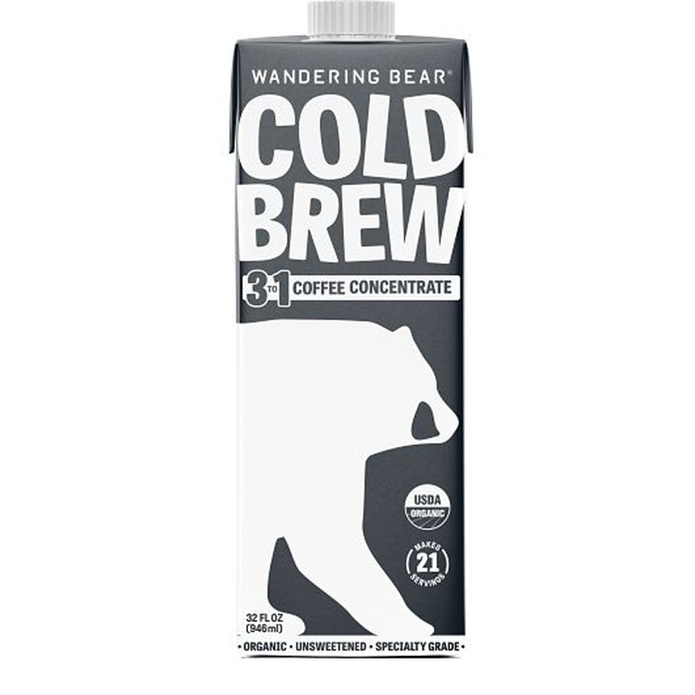 Wandering Bear Organic Straight Black Cold Brew Coffee, 32 Fluid Ounce -- 6 per case