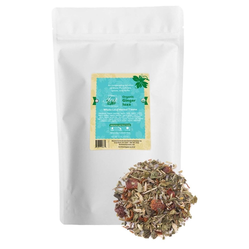 Heavenly Tea Leaves Organic Ginger Jazz Loose Leaf Herbal Tea, 16 Ounce
