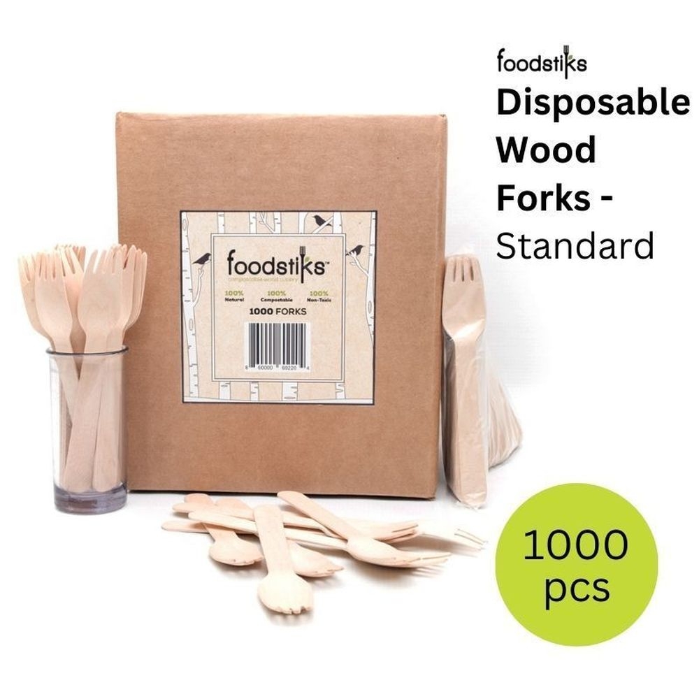 Foodstiks Standard Compostable Wood Fork, 100 count -- 10 per case