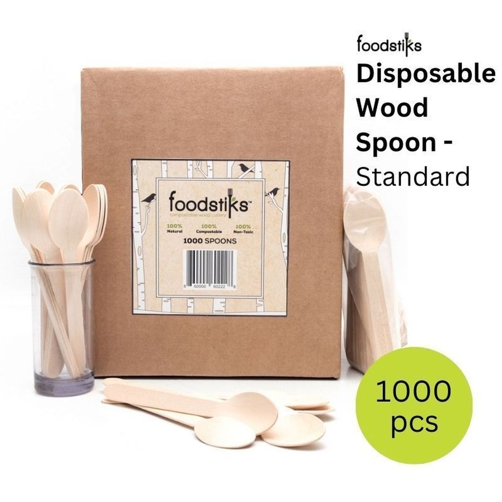 Foodstiks Standard Compostable Wood Spoon, 100 count -- 10 per case