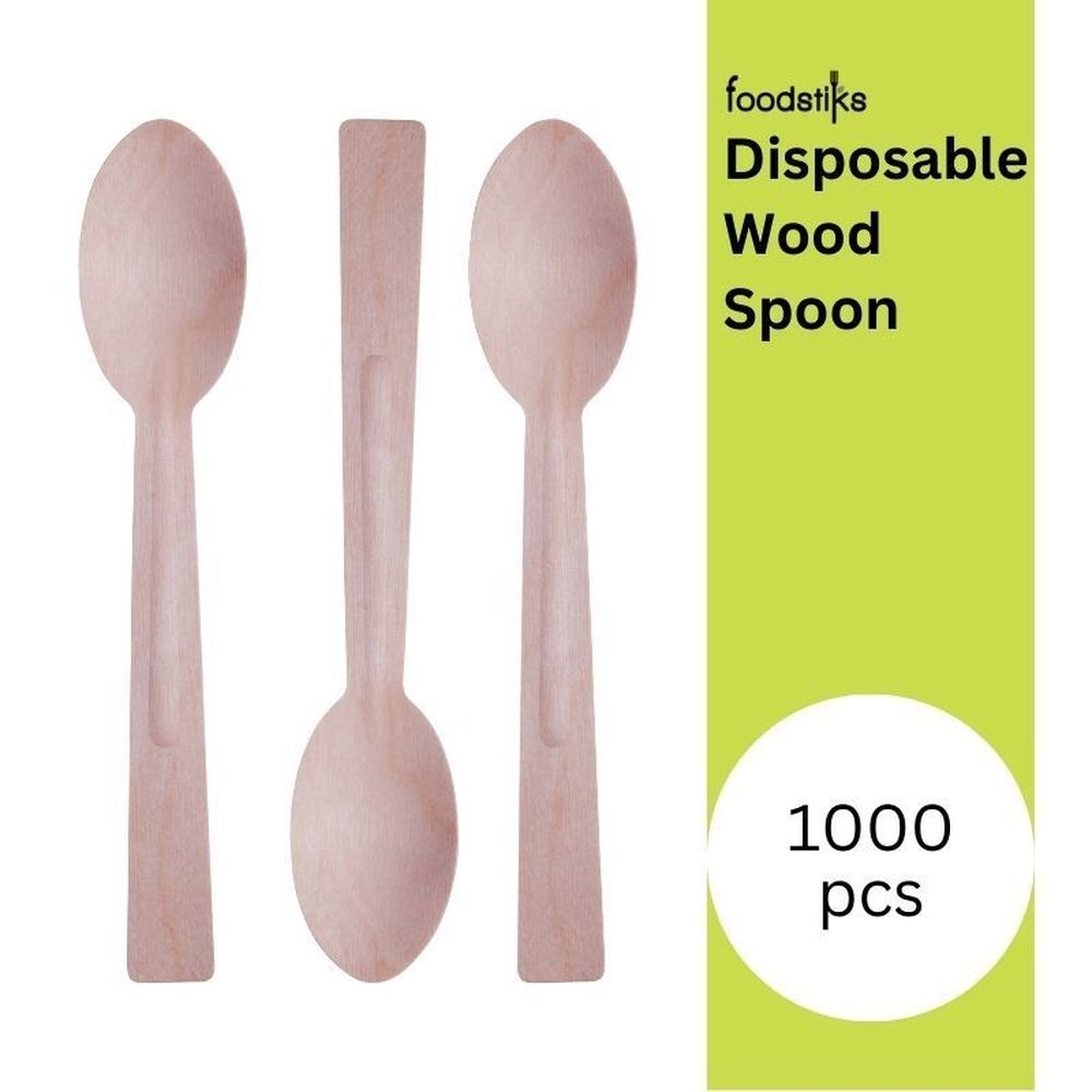 Foodstiks Premium Compostable Wood Spoon, 100 count -- 10 per case