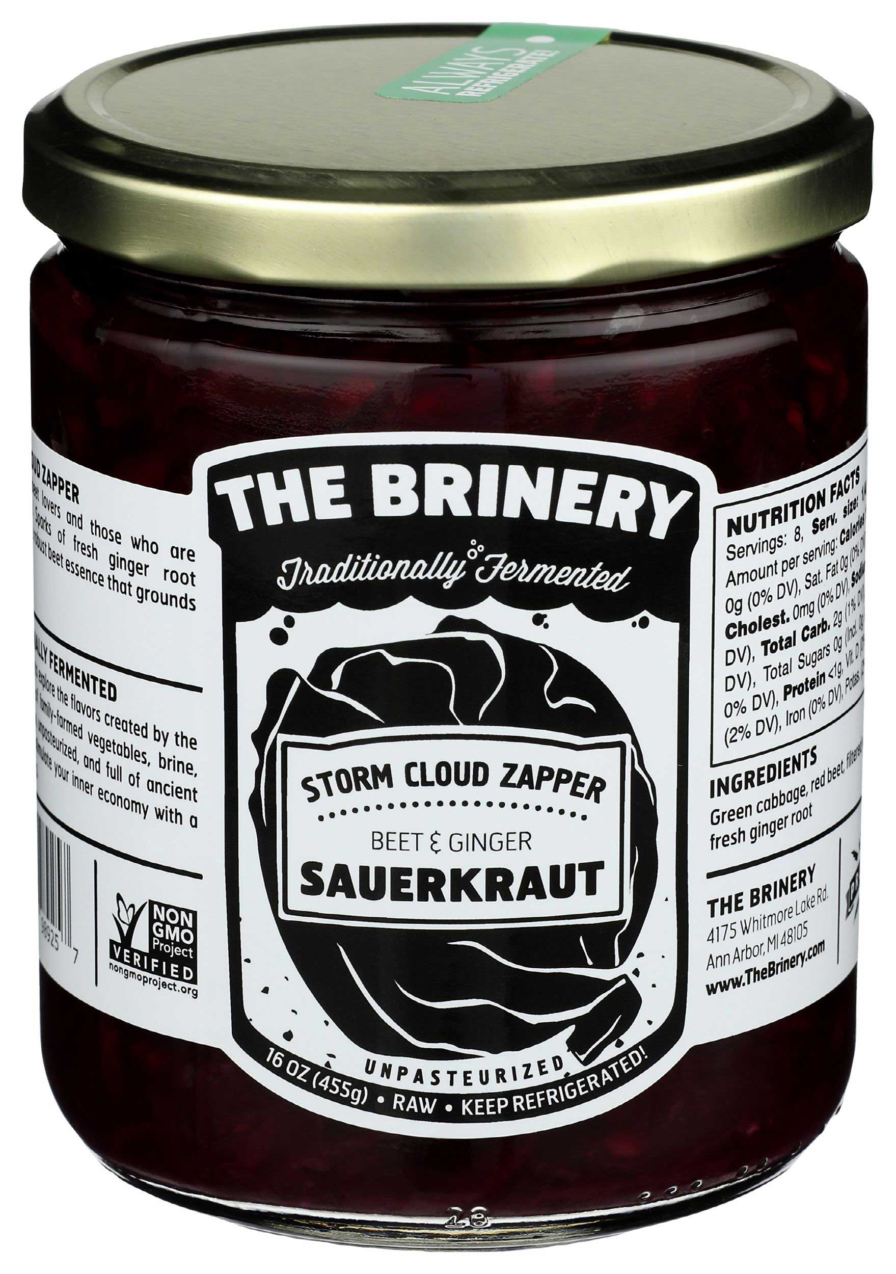 The Brinery Storm Cloud Zapper Beet and Ginger Sauerkraut, 16 Ounce -- 6 per case