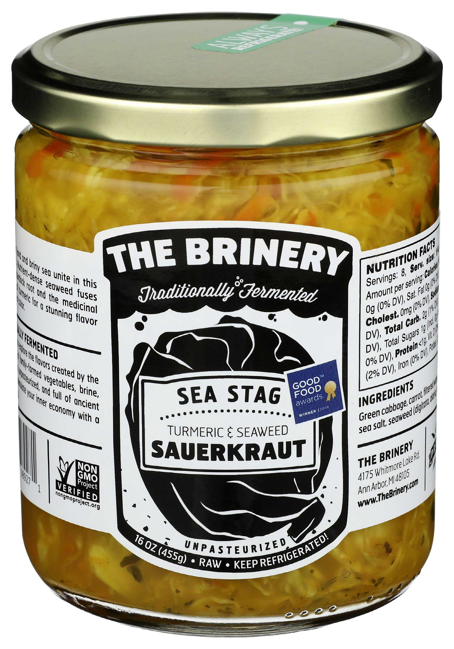 The Brinery Sea Stag Turmeric and Seaweed Sauerkraut , 16 Ounce -- 6 per case