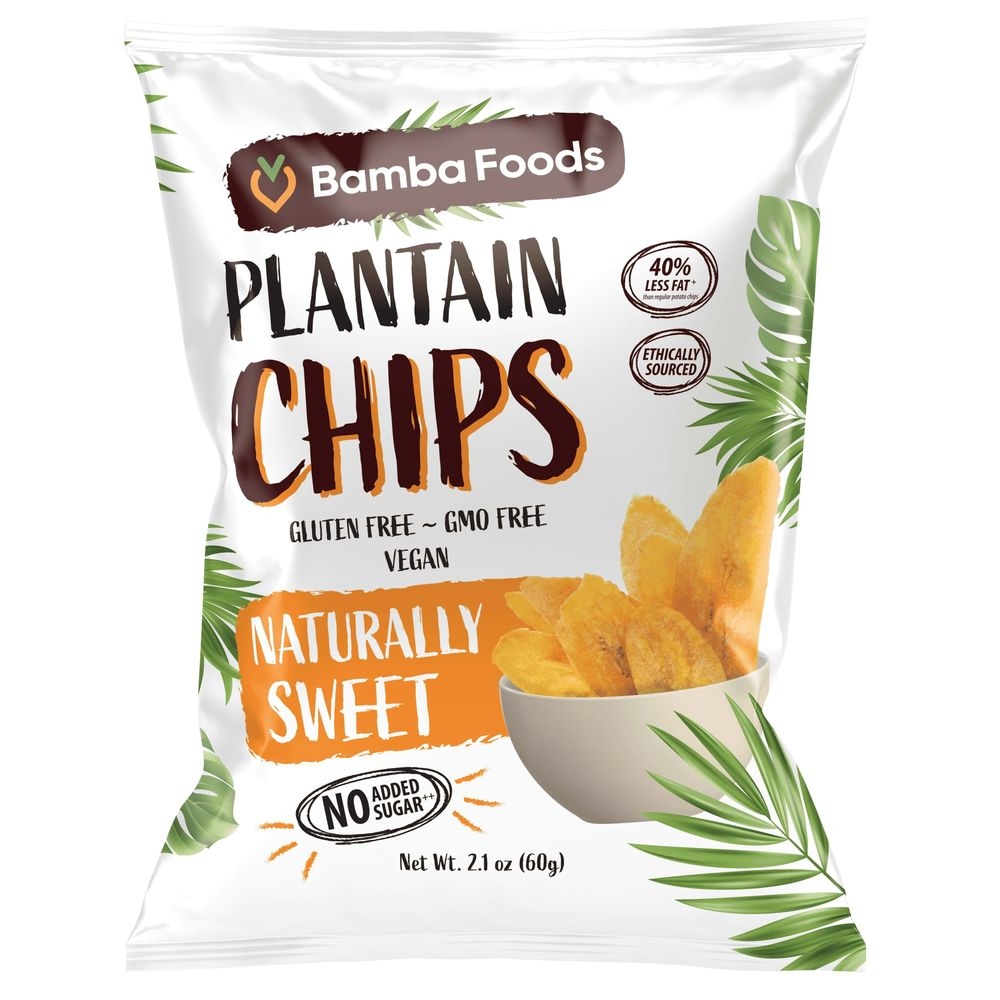 Bamba Foods Original Naturally Sweet Plantain Chips, 2.1 Ounce -- 20 per case