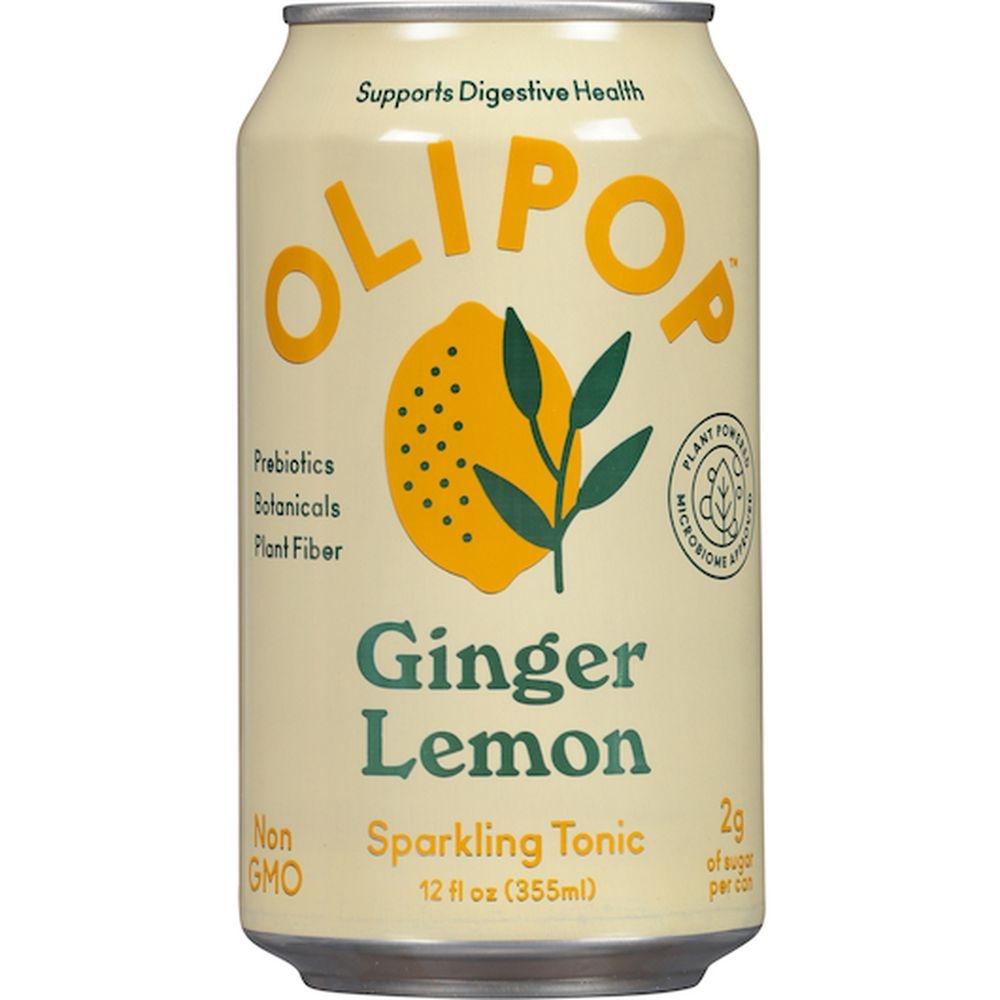 Olipop Ginger Lemon Sparkling Tonic, 12 Fluid Ounce -- 12 per case