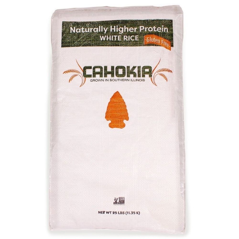Cahokia Naturally High Protein White Rice, 25 Pound Bag