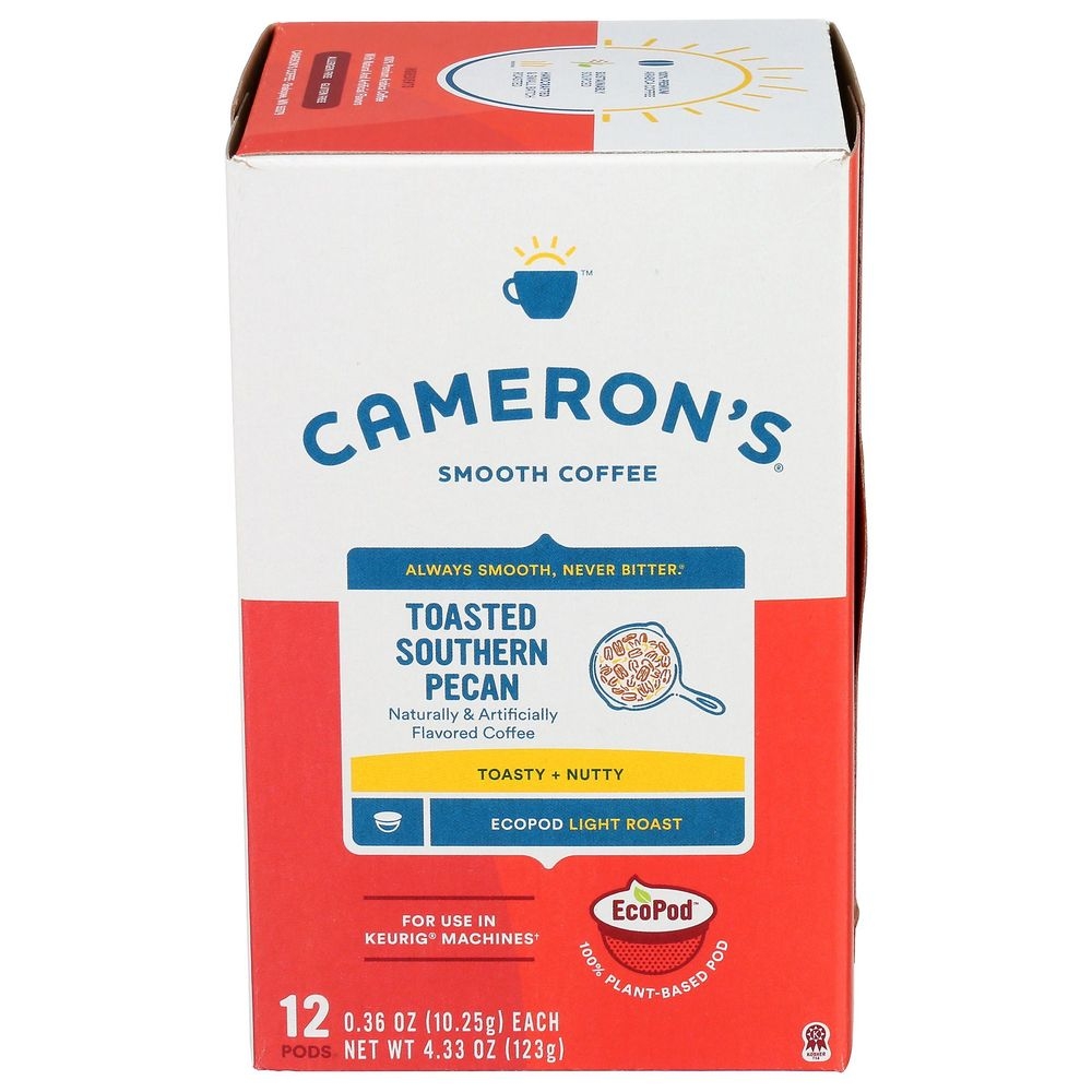 Camerons Single Serve Toasted Southern Pecan Light Roast Coffee EcoPods, 12 count -- 6 per case