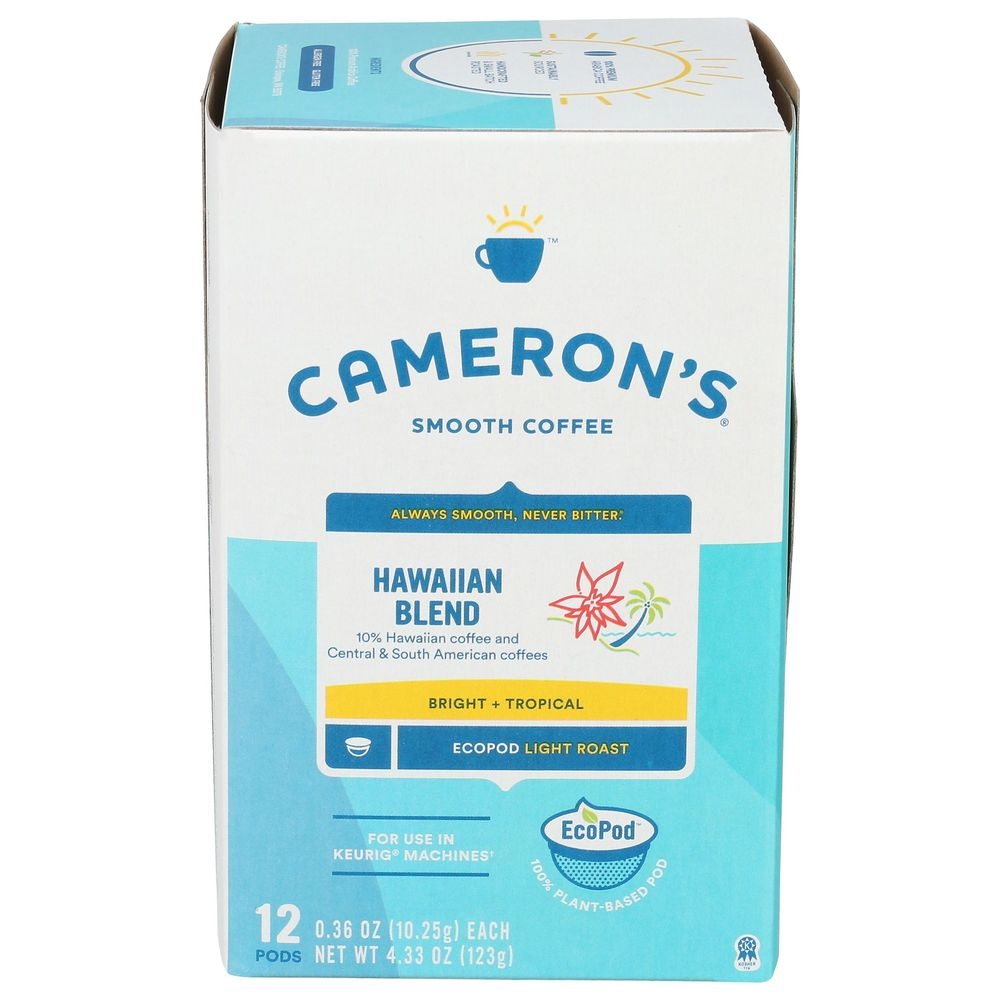 Camerons Single Serve Hawaiian Blend Light Roast Coffee EcoPods, 4.33 Ounce -- 6 per case