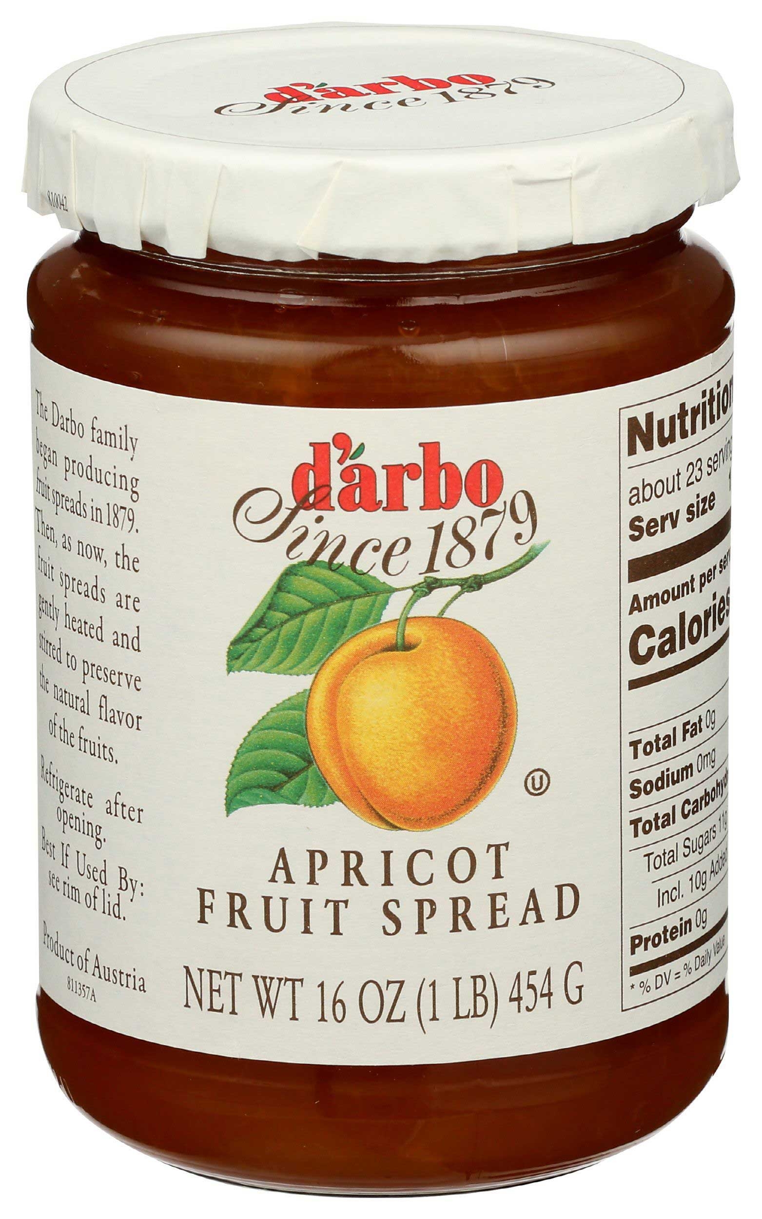 Darbo Apricot Fruit Spread, 16 Ounce -- 6 per case