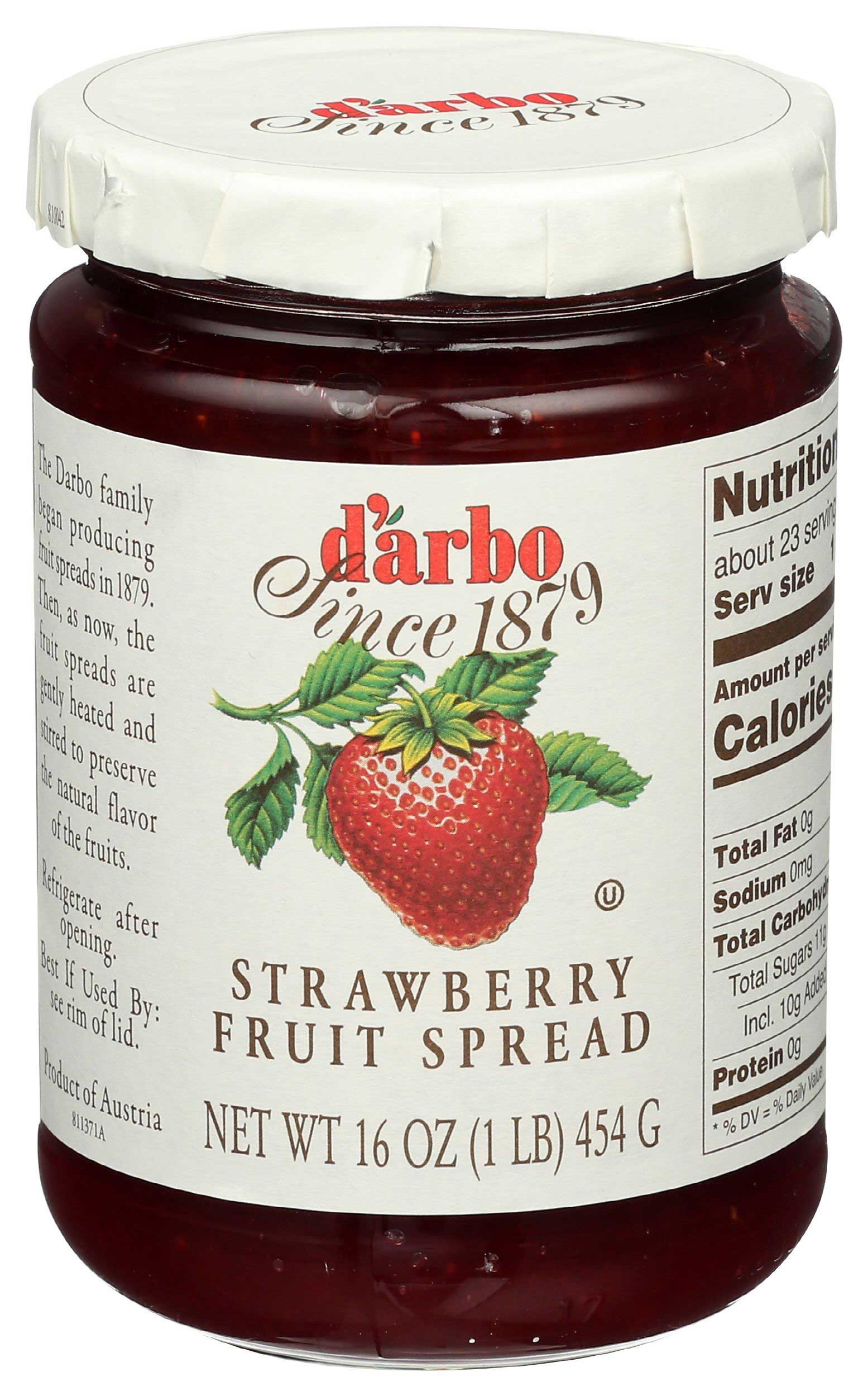 Darbo Strawberry Fruit Spread, 16 Ounce -- 6 per case