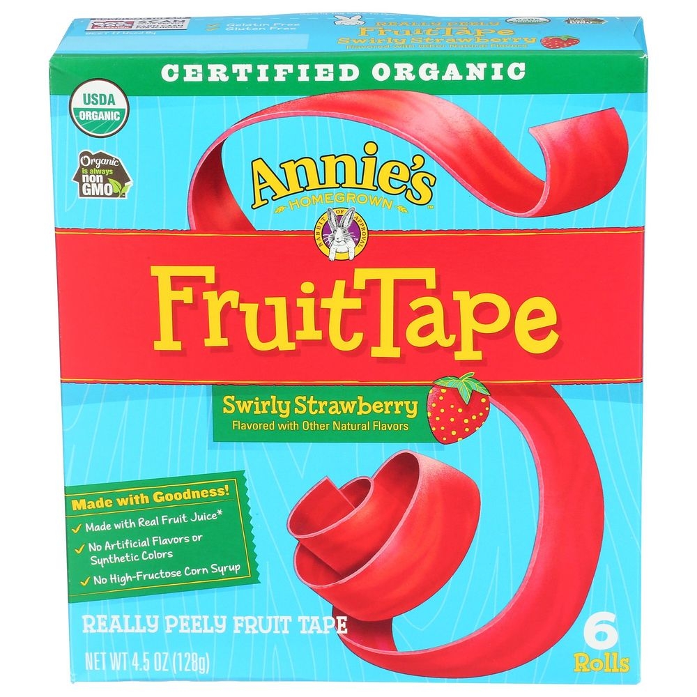 Annies Homegrown Organic Swirly Strawberry Fruit Tape, 4.5 Ounce -- 8 per case