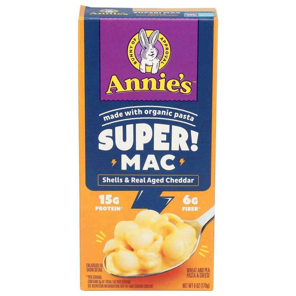 Annies Super Mac Shells and Real Aged Cheddar Pasta, 6 Ounce -- 12 per case