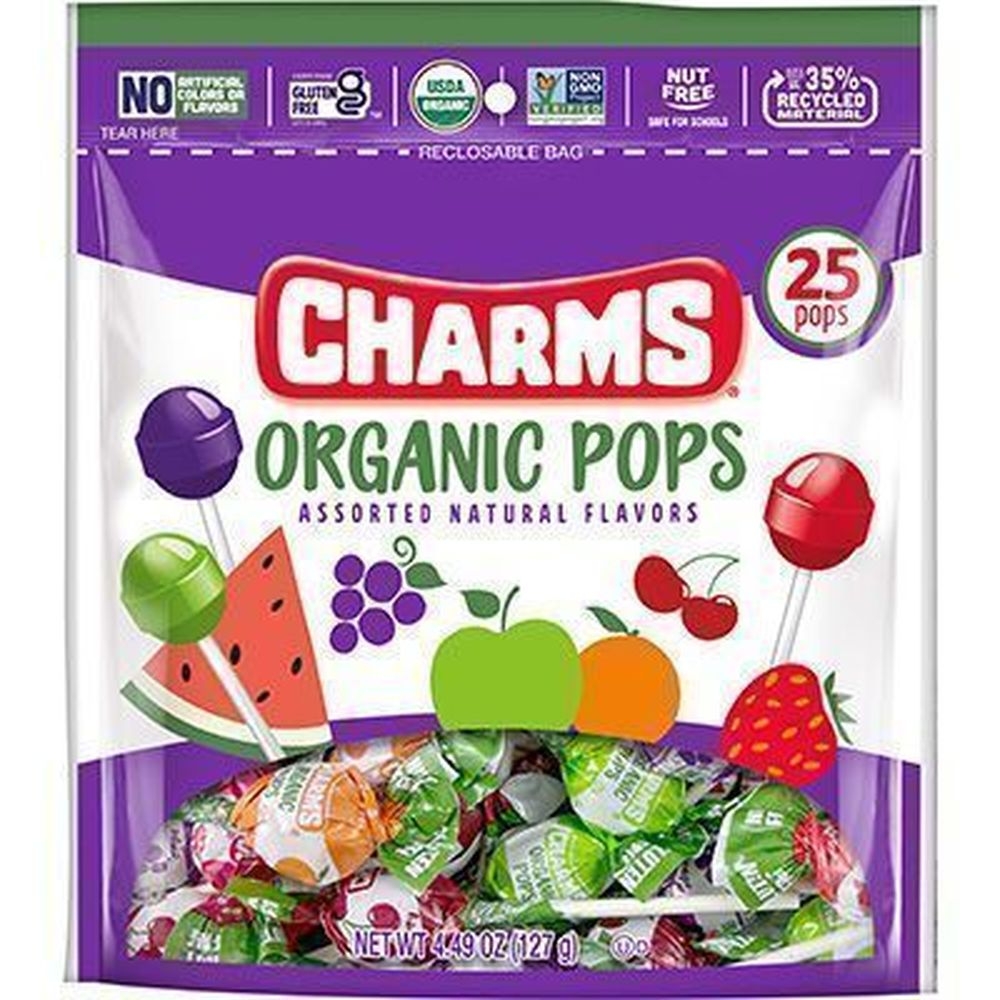 Charms Organic Assorted Pops, 4.49 Ounce -- 6 per case