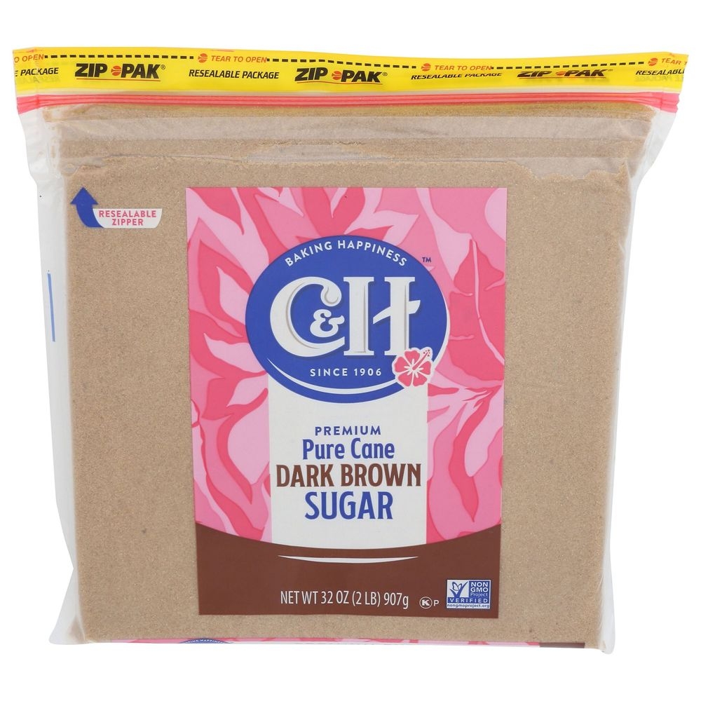 C and H Premium Dark Brown Pure Cane Sugar, 2 Pound -- 16 per case