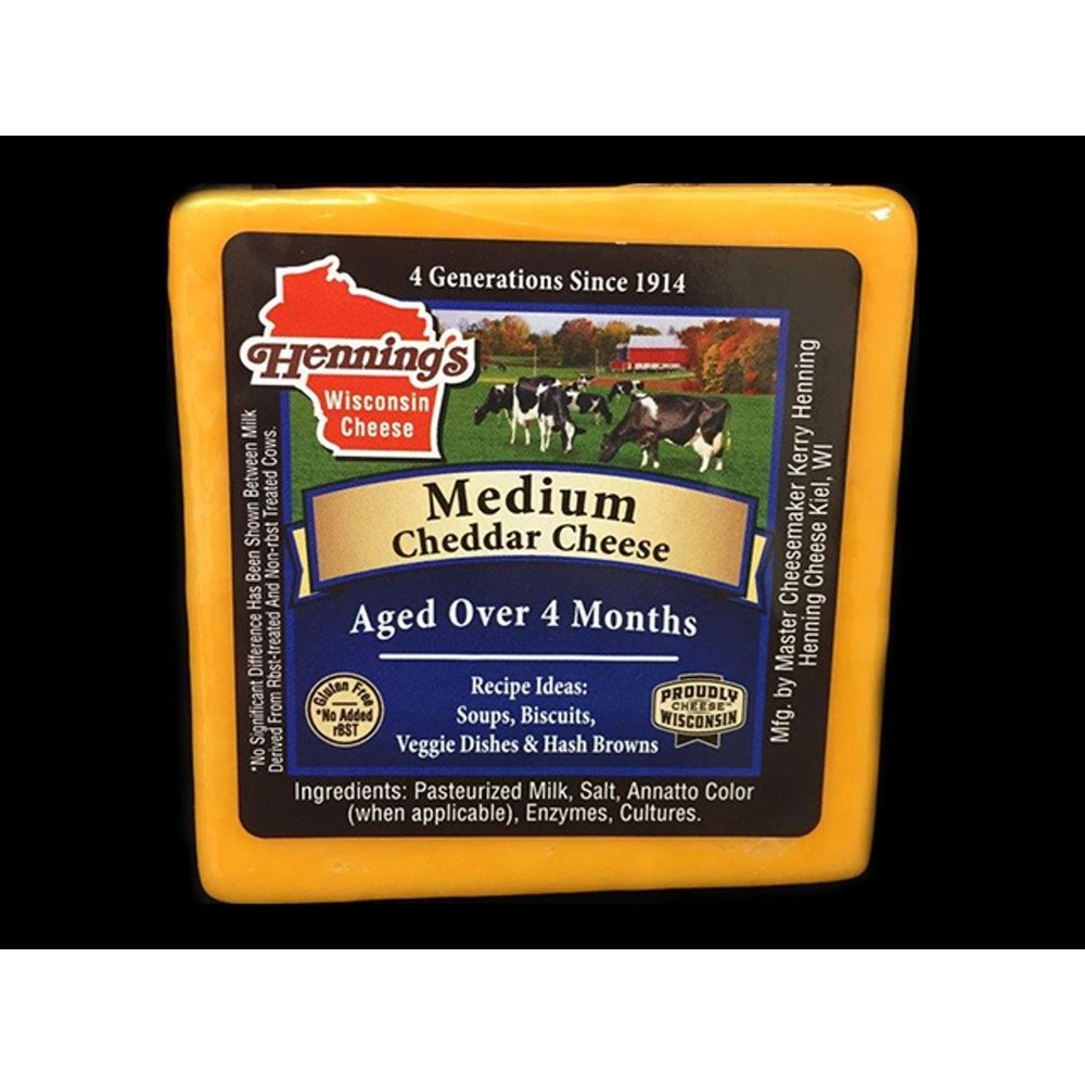 Hennings Medium Cheddar Cheese, 5.6 Ounce -- 12 per case