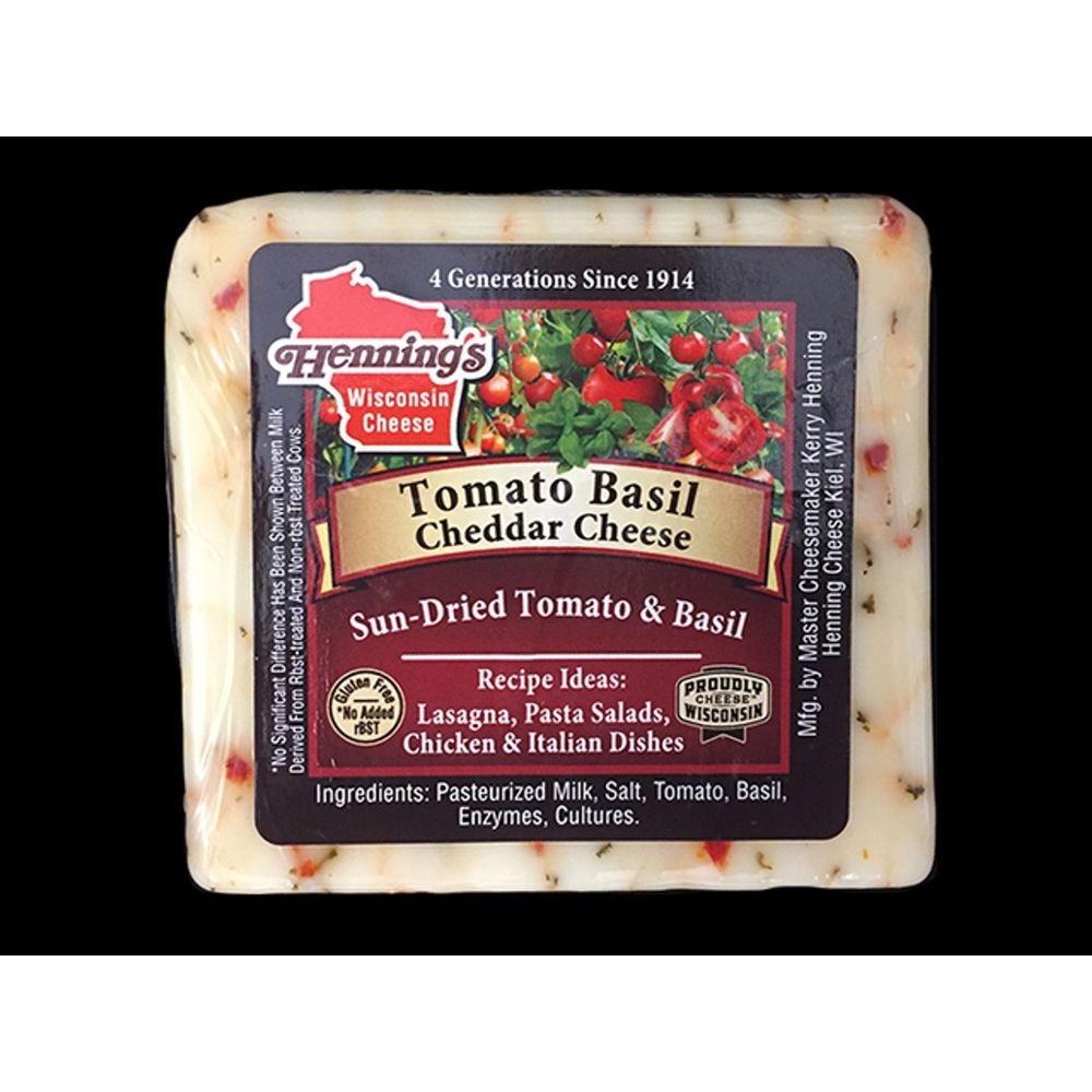 Hennings Tomato Basil Cheddar Cheese, 5.6 Ounce -- 12 per case