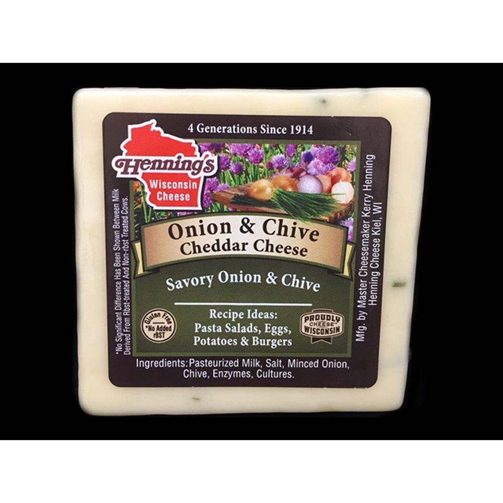 Hennings Onion and Chives Cheddar Cheese, 5.6 Ounce -- 12 per case