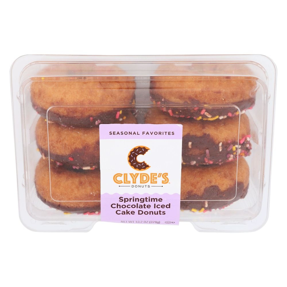 Clydes Springtime Chocolate Iced Cake Donut, 13 Ounce -- 12 per case
