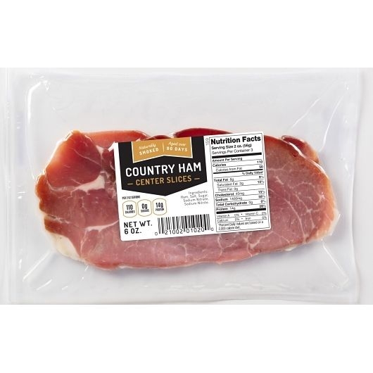 Cliffy Farms Center Sliced Country Ham -- 24 per case.