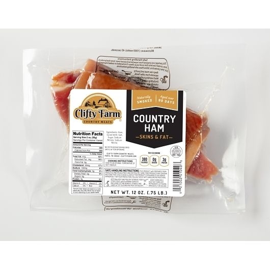 Cliffy Farms Ham Skin and Fat, 12 Ounce -- 16 per case.