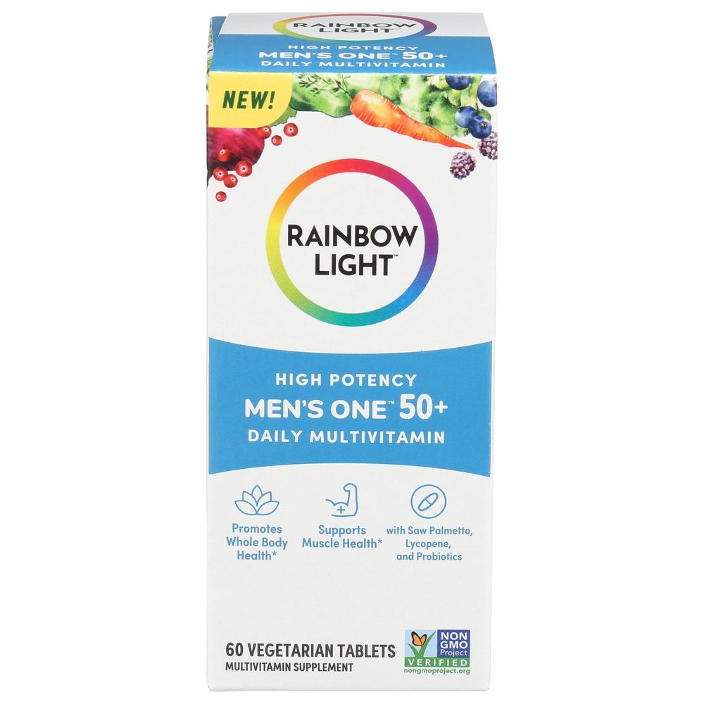 Rainbow Light Mens One 50 Plus High Potency Multivitamin Tablets, 60 count