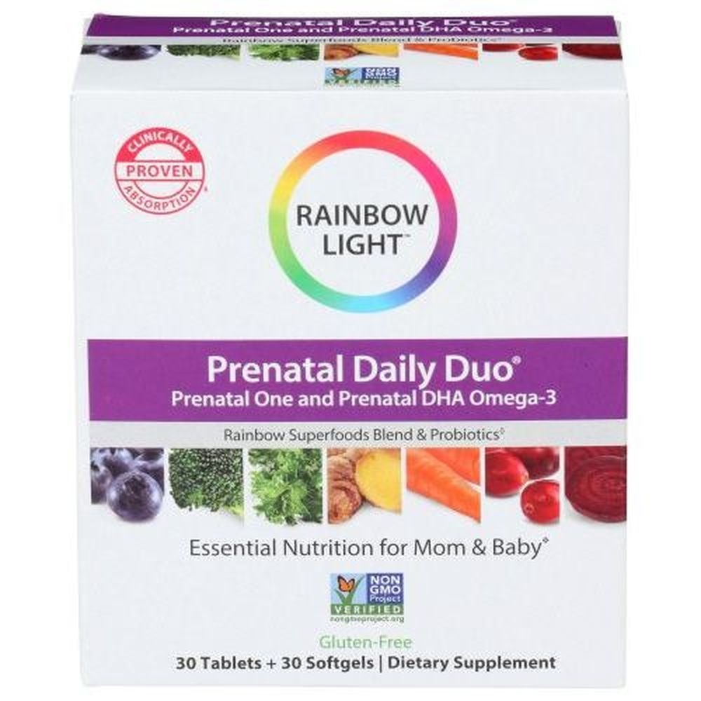 Rainbow Light Prenatal Daily Duo Multivitamin Dietary Supplement Tablets, 30 count