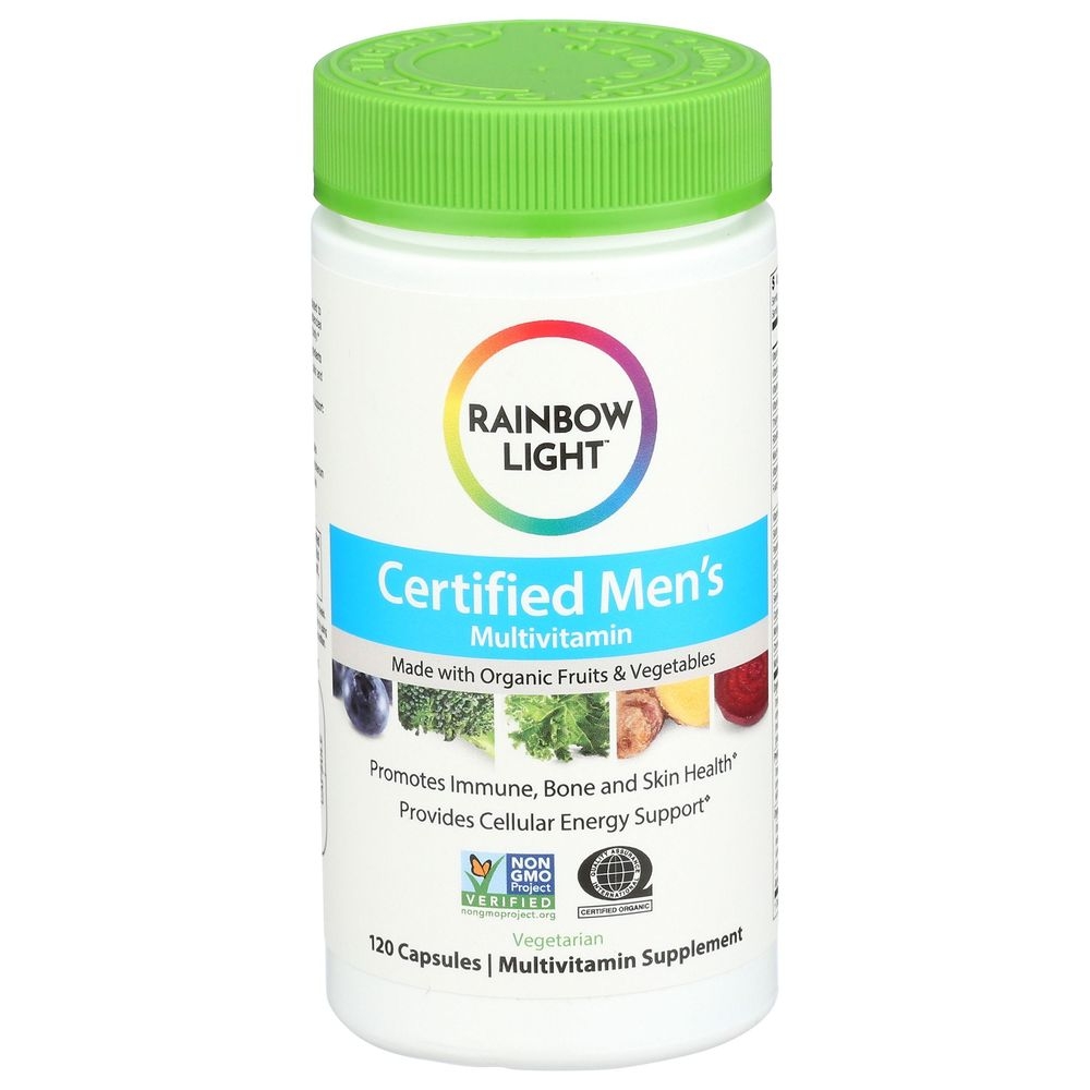 Rainbow Light Organic Certified Mens Multivitamin Capsules, 120 count