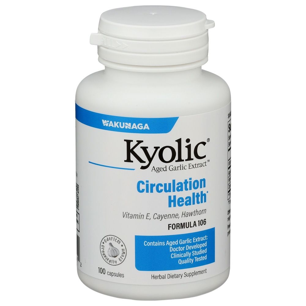 Kyolic Aged Garlic Extract Formula 106 Circulation Health Dietary Supplement Capsules, 100 count