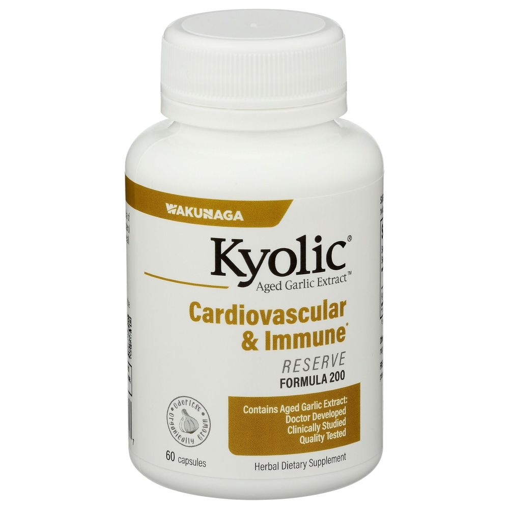 Kyolic Aged Garlic Extract Formula 200 Cardiovascular and Immune Dietary Supplement Capsules, 60 count