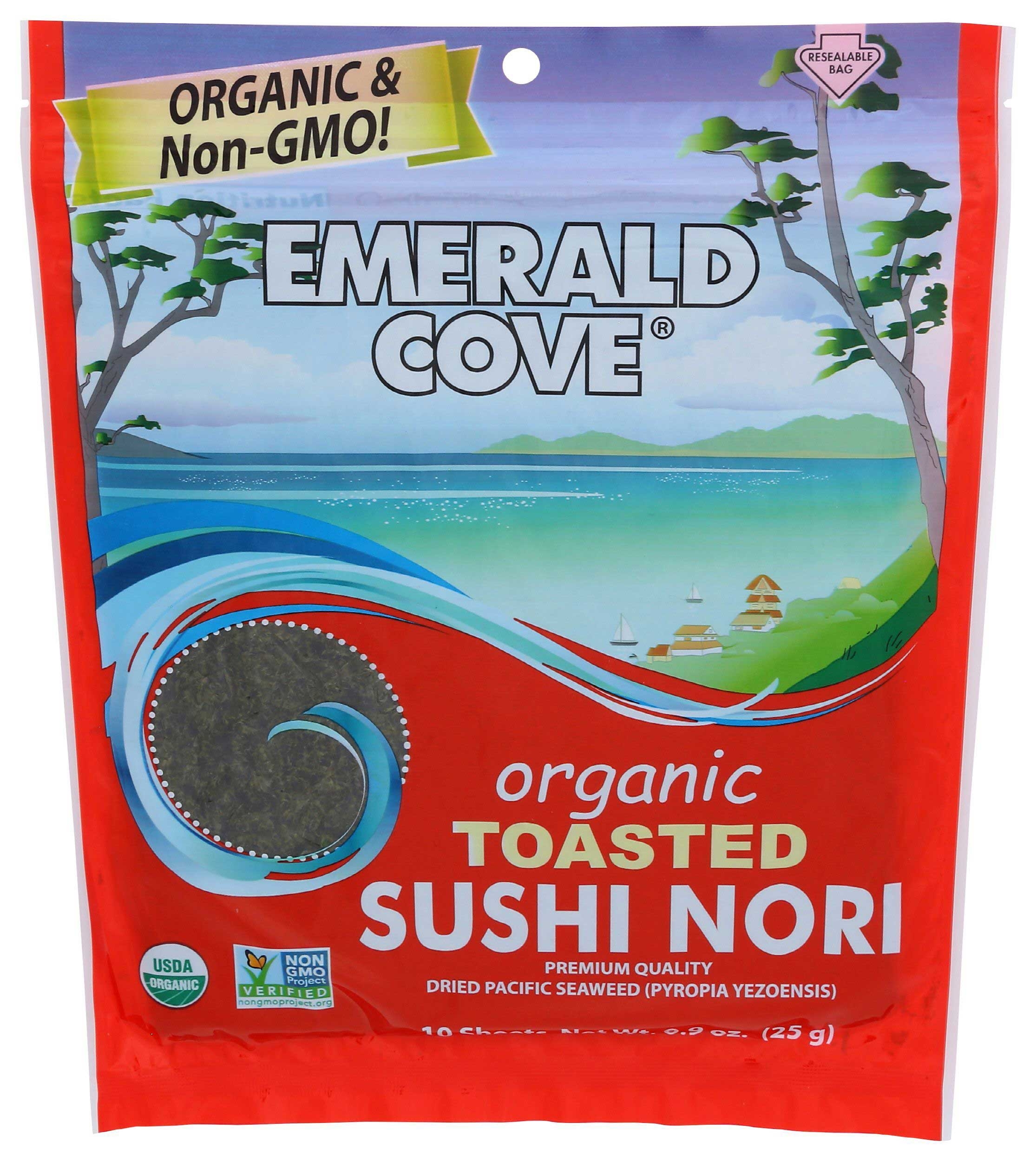 Emerald Cove Organic Toasted Pacific Sushi Nori, 10 count -- 6 per case
