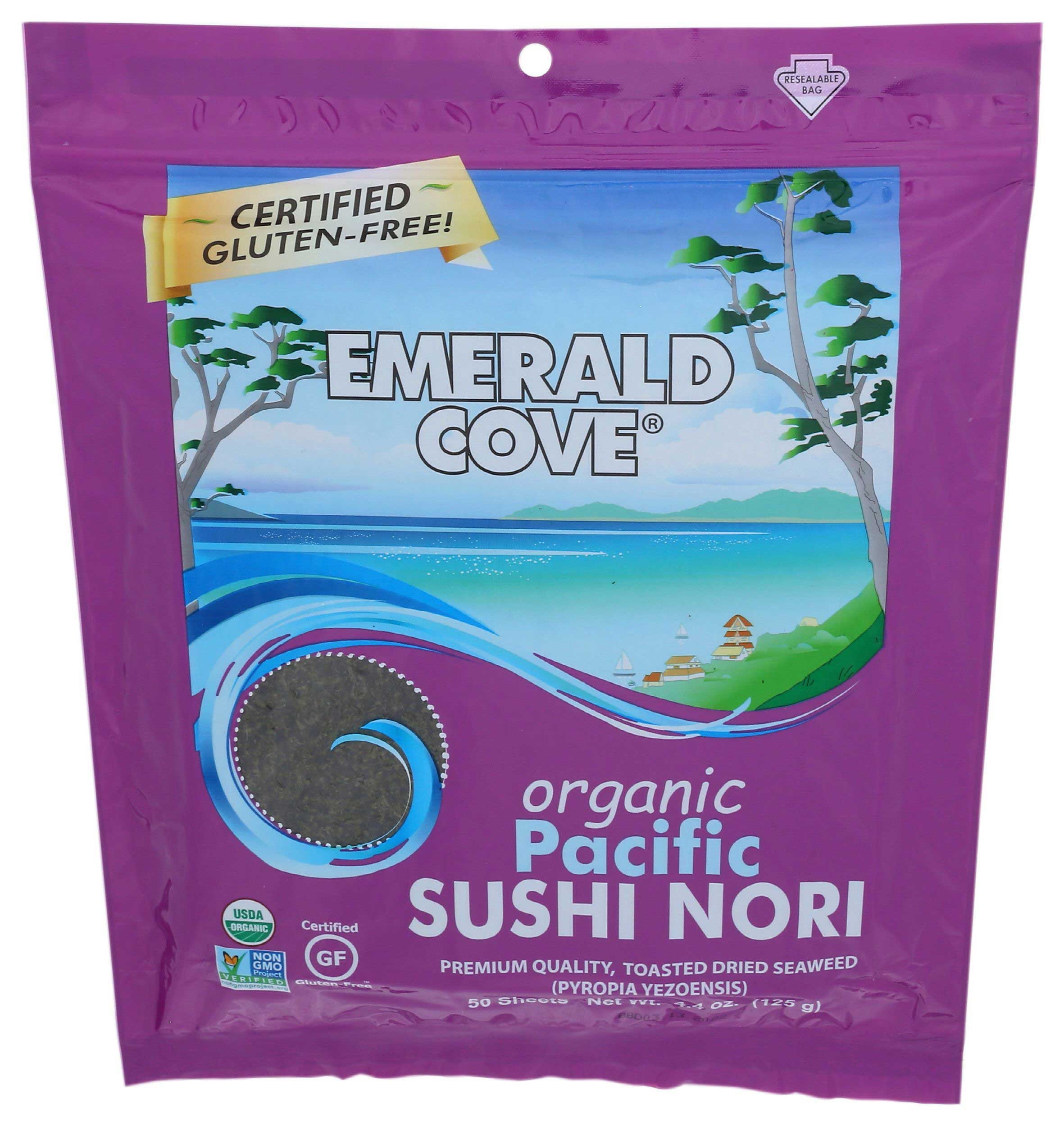 Emerald Cove Organic Silver Grade Toasted Dried Pacific Sushi Nori, 50 count -- 4 per case
