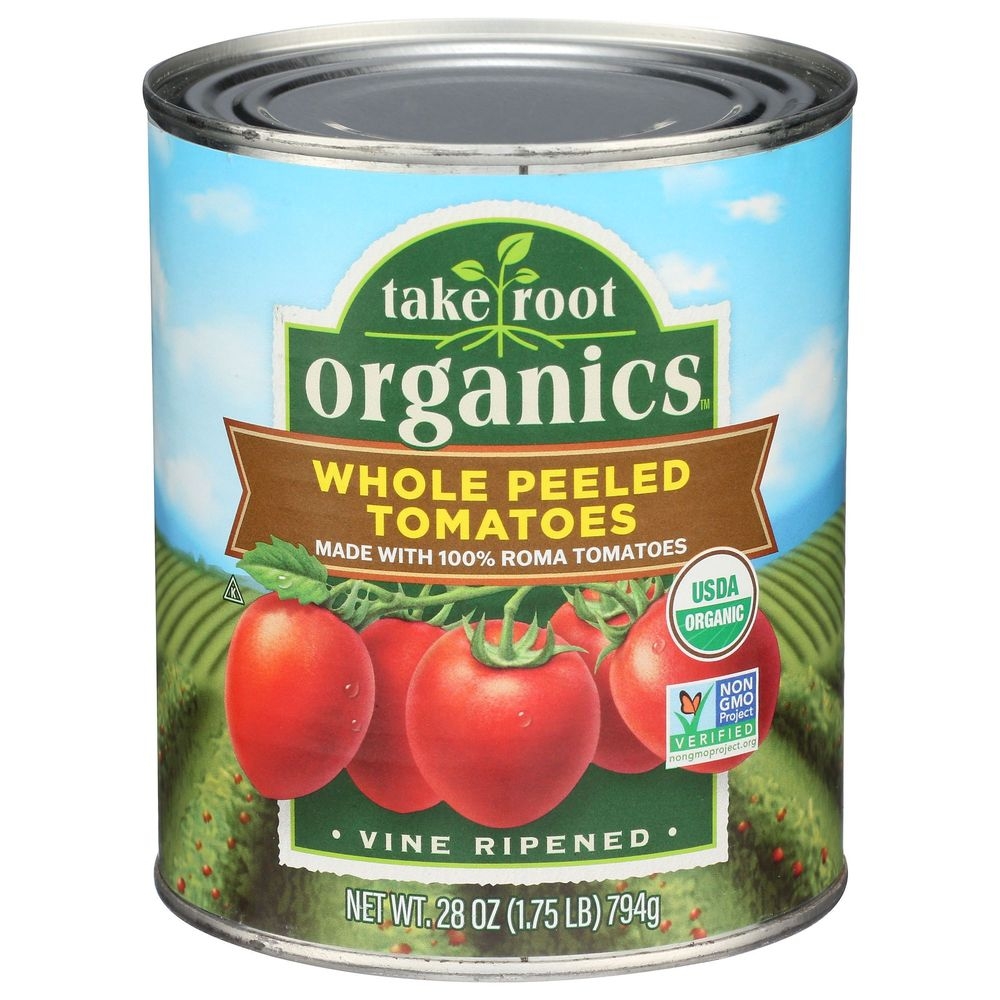 Take Root Organics Whole Peeled Tomatoes, 28 Ounce Can -- 6 per case