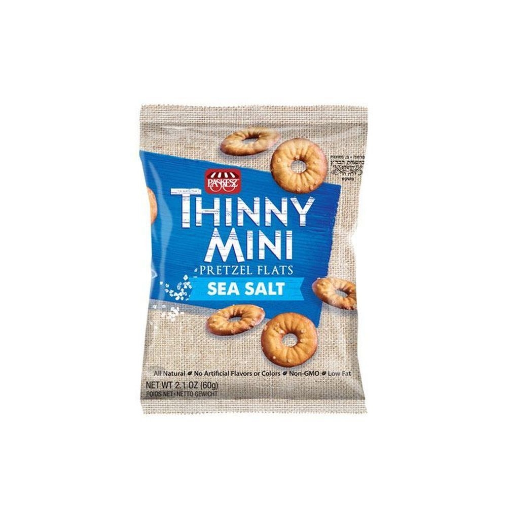 Paskesz Sea Salt Thinny Mini Pretzel Flats, 2.1 Ounce -- 24 per case