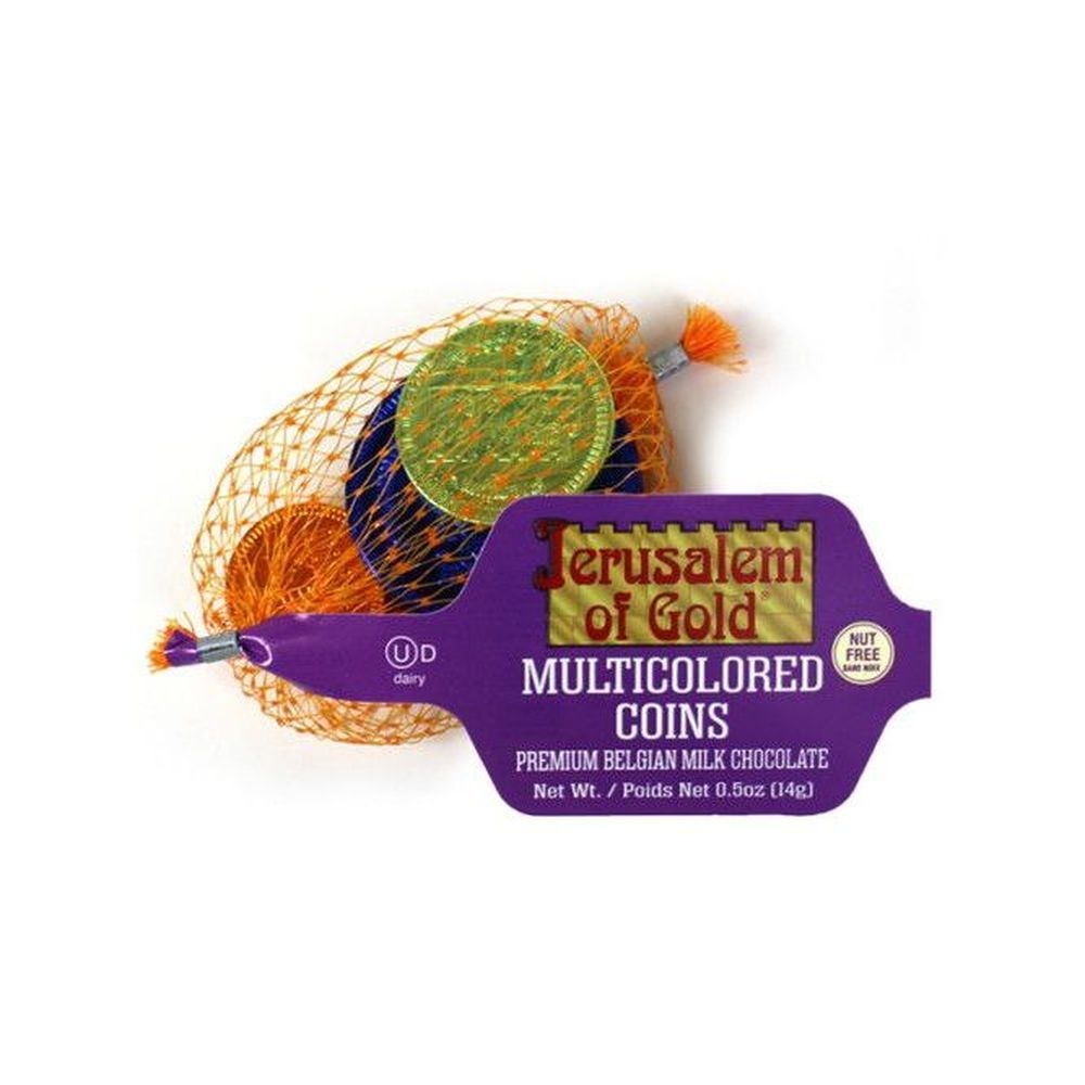 Jerusalem Of Gold Multicolored Chocolate Coins, 0.5 Ounce -- 24 per case