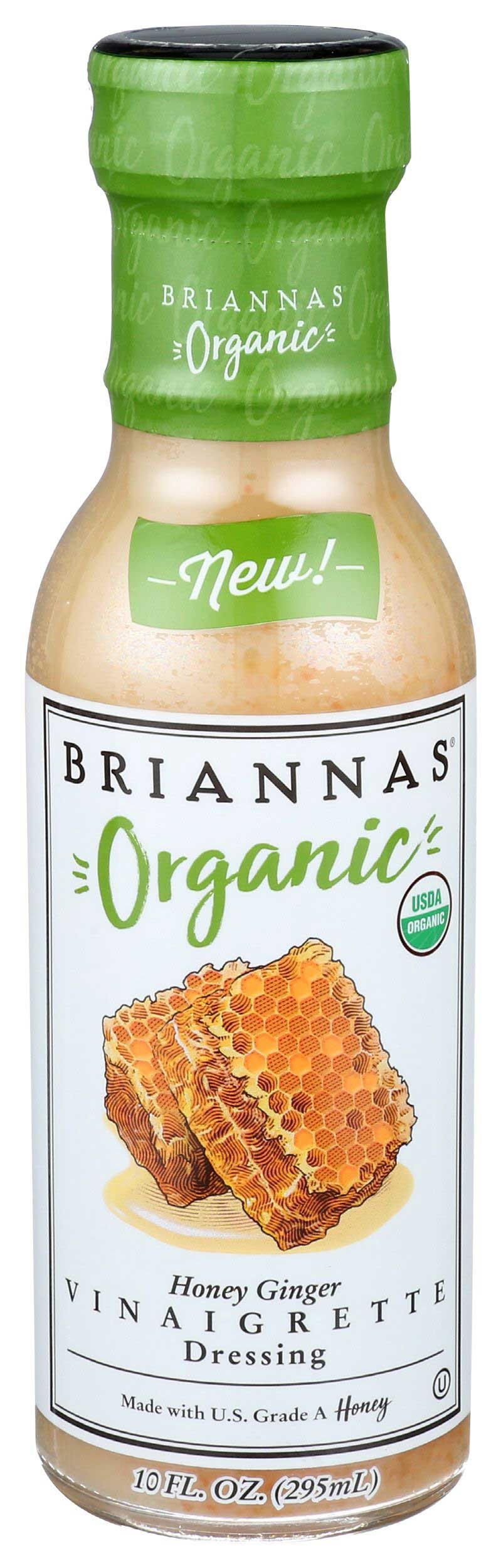 Briannas Organic Honey Ginger Vinaigrette Salad Dressing, 10 Fluid Ounce -- 6 per case