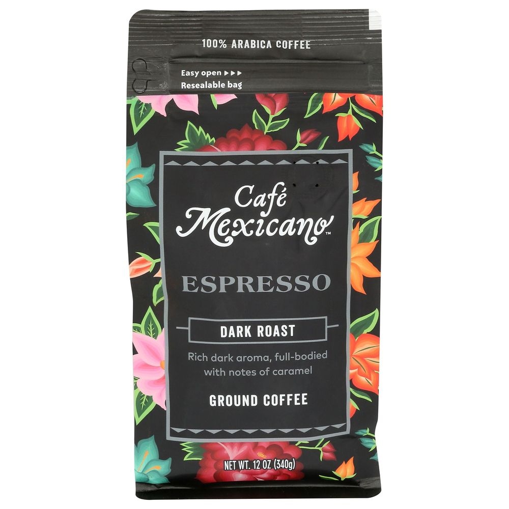 Cafe Mexicano Dark Roast Espresso Ground Coffee, 12 Ounce -- 6 per case