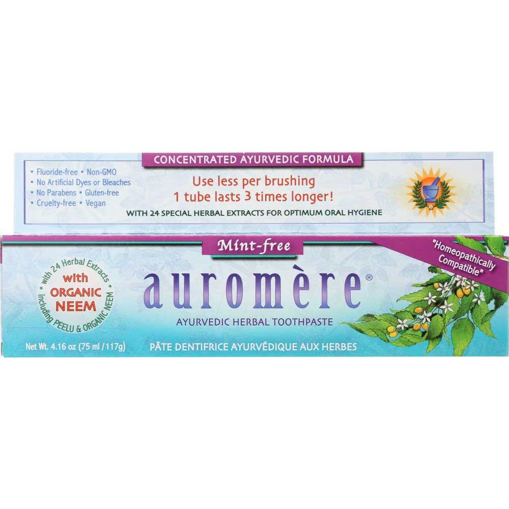 Auromere Mint Free Ayurvedic Herbal Toothpaste, 4.16 Ounce